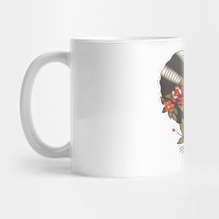 Lady Face with Roses Tattoo Design Mug